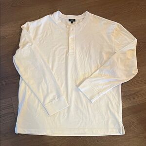 Express White Long Sleeve Henley Shirt